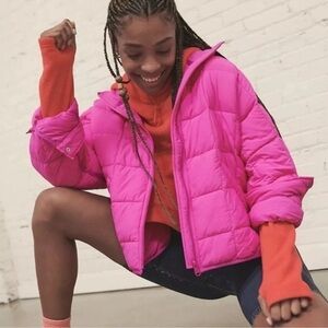 Free People Pippa Packable Puffer Jacket Hot Pink XS